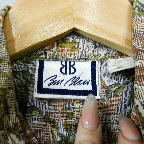 Vtg Bill Blass English Floral Shirt Sz L‎ Lace Trim Collar Long Sleeve Button Up - Picture 2 of 11